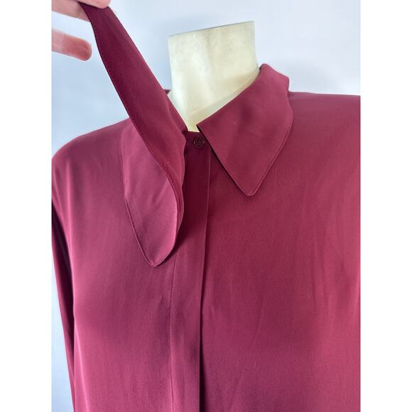 Vintage Y2K Mom blouse large wrap collar in burgundy by Jones New York size 14 - Picture 10 of 11